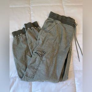 Level 99 revolve errand run linen Lyocell cargo olive military green joggers